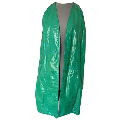 Pre-owned Missoni Patent Leather Cardi Coat In Green