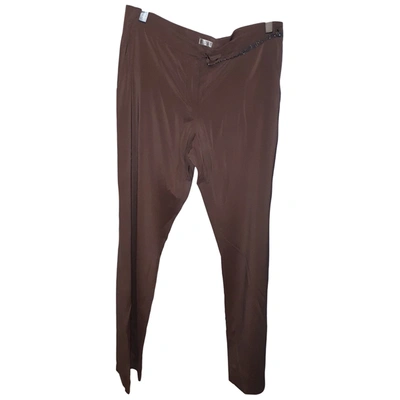 Pre-owned Brunello Cucinelli Silk Straight Trousers In Brown