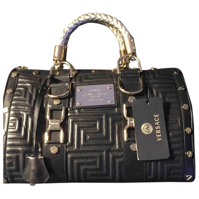 Pre-owned Versace Leather Handbag In Black