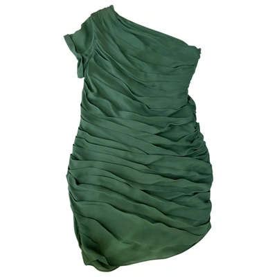 Pre-owned Halston Heritage Silk Mid-length Dress In Green