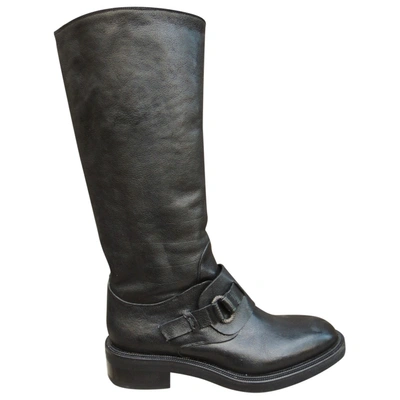 Pre-owned Sartore Leather Boots In Black