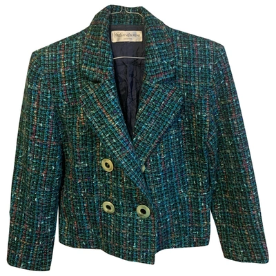 Pre-owned Saint Laurent Wool Short Waistcoat In Green