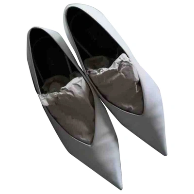 Pre-owned Celine Soft Ballerina Leather Ballet Flats In White