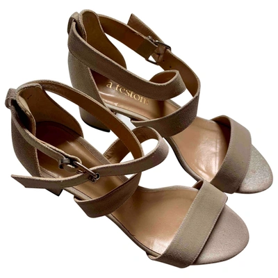 Pre-owned A. Testoni' Leather Sandals In Beige
