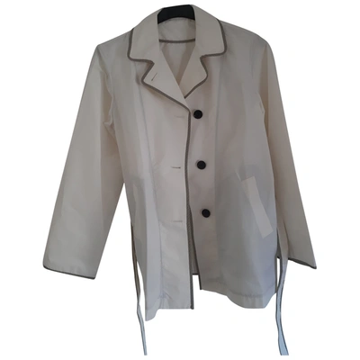 Pre-owned Aquascutum Trench Coat In White
