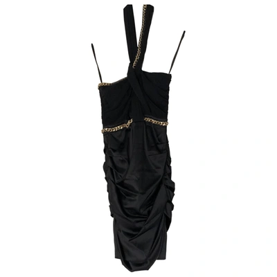 Pre-owned Elisabetta Franchi Silk Mini Dress In Black