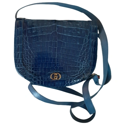 Pre-owned Gucci Blue Crocodile Handbag