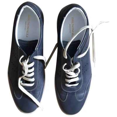 Pre-owned Bruno Magli Leather Low Trainers In Blue