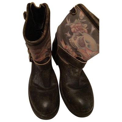 Pre-owned Ash Leather Biker Boots In Brown