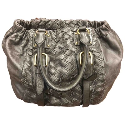 Pre-owned Miu Miu Leather Handbag In Grey