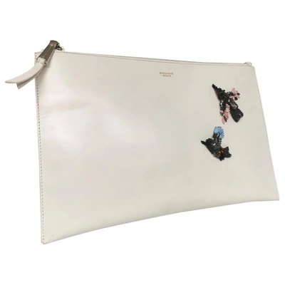 Pre-owned Rochas Leather Clutch Bag In White