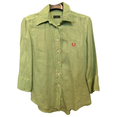 Pre-owned Fred Perry Linen Shirt In Green