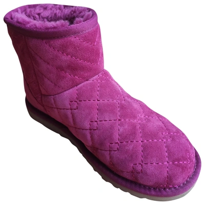 Pre-owned Ugg Pink Shearling Ankle Boots