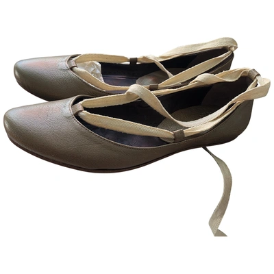 Pre-owned Buttero Leather Ballet Flats In Beige