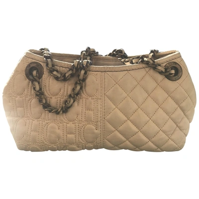 Pre-owned Carolina Herrera Leather Handbag In Beige