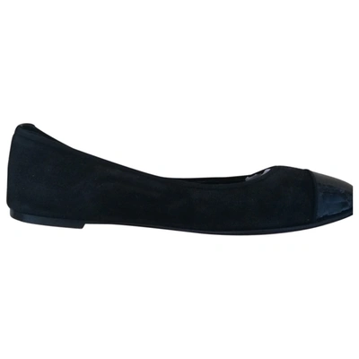 Pre-owned Hugo Boss Leather Ballet Flats In Black