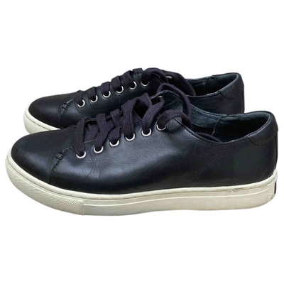 Pre-owned Lauren Ralph Lauren Leather Trainers In Black