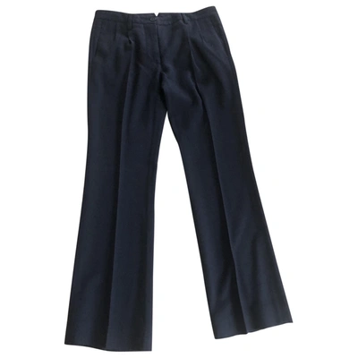 Pre-owned Mauro Grifoni Wool Straight Trousers In Blue