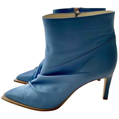 Pre-owned Tibi Leather Ankle Boots In Blue