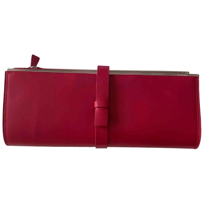 Pre-owned Calvin Klein Leather Clutch Bag In Red