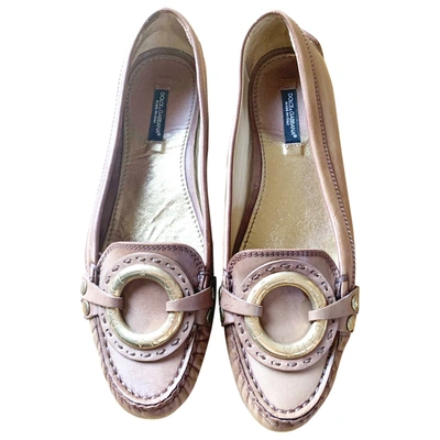 Pre-owned Dolce & Gabbana Leather Flats In Beige