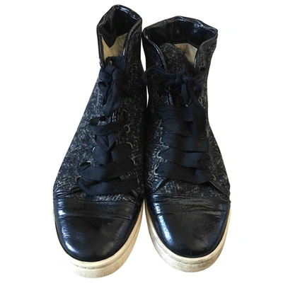 Pre-owned Lanvin Tweed Trainers In Anthracite