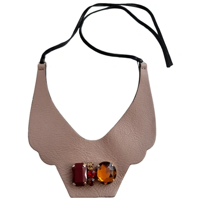 Pre-owned Coccinelle Leather Necklace In Beige
