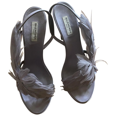 Pre-owned Balenciaga Leather Sandals In Ecru