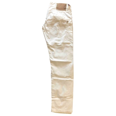 Pre-owned Dondup Slim Trousers In White