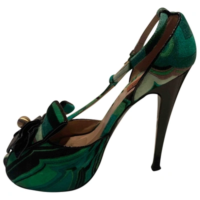 Pre-owned Missoni Velvet Heels In Green