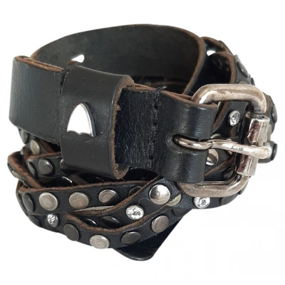 Pre-owned Htc Leather Belt In Black