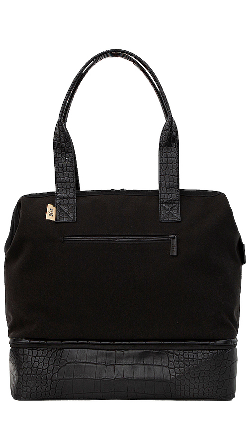 Beis The Mini Weekend Convertible Travel Bag In Black & Croc Trim