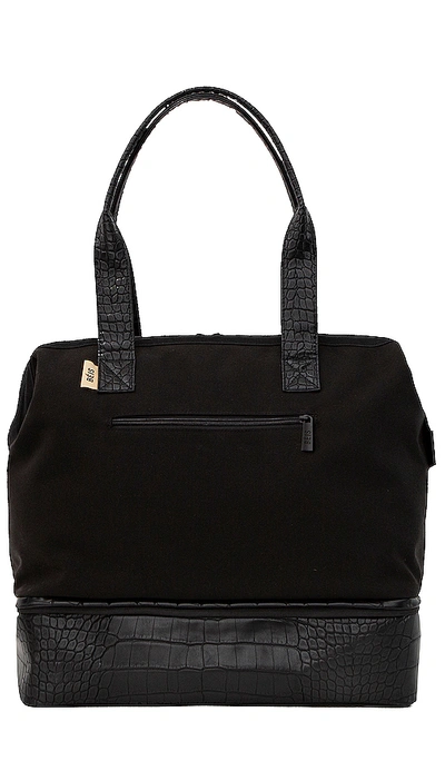 Beis The Mini Weekend Convertible Travel Bag In Black Croc Trim