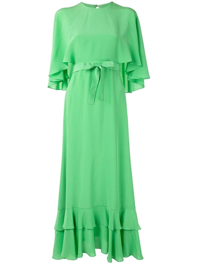 Alexis Cateline Cape-sleeve Midi Dress In Green
