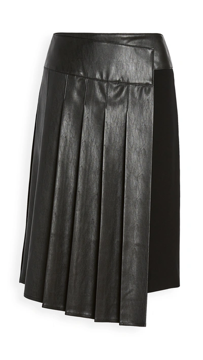 Bailey44 Rowan Faux-leather Pleated Midi Skirt In Black