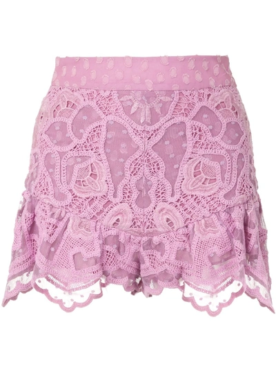 Alexis Inka Mixed Lace Shorts In Lilac Macrame