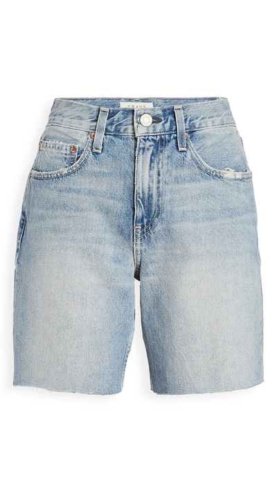 Trave Emery High-rise Raw Hem Denim Shorts In Blue