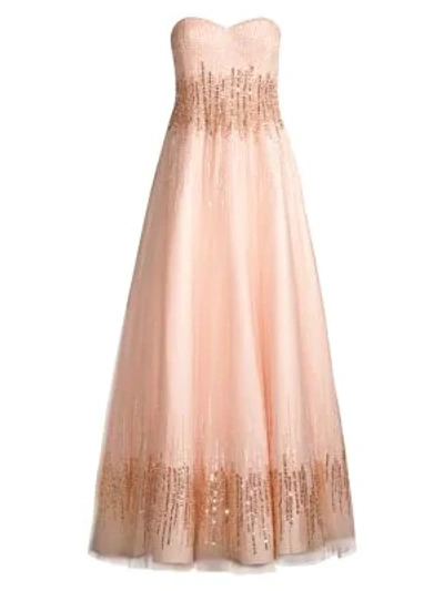Basix Black Label Strapless Ombr Sequin Ball Gown In Blush