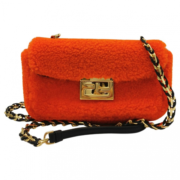 Pre-owned Fendi Baguette Orange Faux Fur Handbag | ModeSens