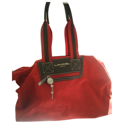 Pre-owned Lancel Cloth Travel Bag In Red