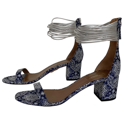 Pre-owned Aquazzura Rendez Vous Cloth Sandal In Blue