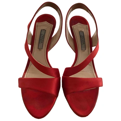 Pre-owned Prada Cloth Sandals In Red
