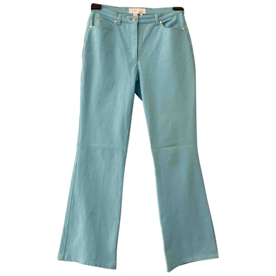 Pre-owned Escada Straight Pants In Turquoise