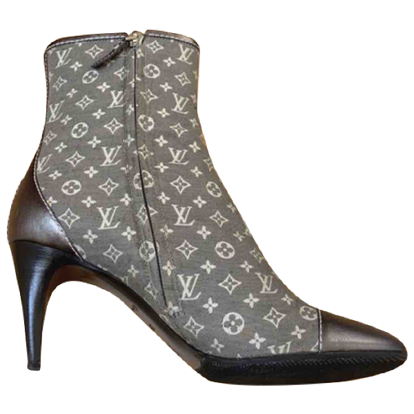Pre-Owned Louis Vuitton Anthracite Cloth Boots | ModeSens