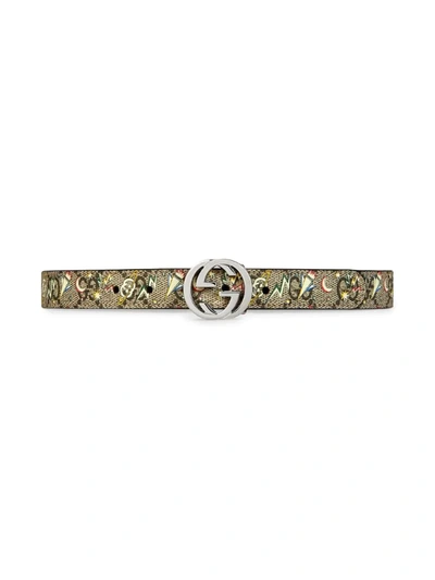 Gucci Kids' Logo Buckle Leather Belt 2-8 Years In Aop Print