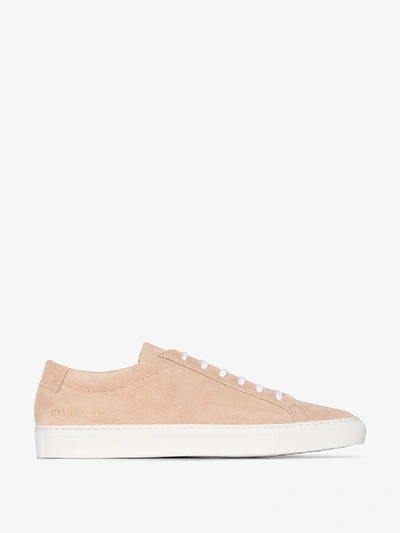 Common Projects Beige Achilles Suede Low Top Sneakers In Neutrals