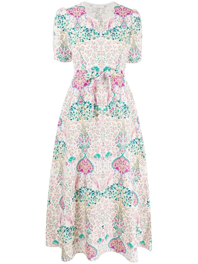 Sandro Irya Floral-print Linen And Cotton-blend Midi Dress In Neutrals