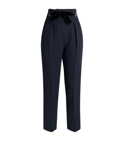 Claudie Pierlot Pangoh Tapered High-rise Wool-blend Trousers In Navy