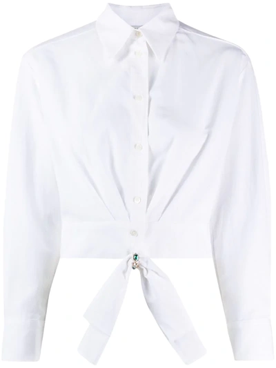 Sandro Saul Removable Bow Poplin Shirt In White