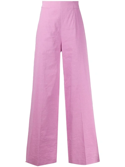 Pinko Luigia High-rise Linen-blend Trousers In Pink & Purple